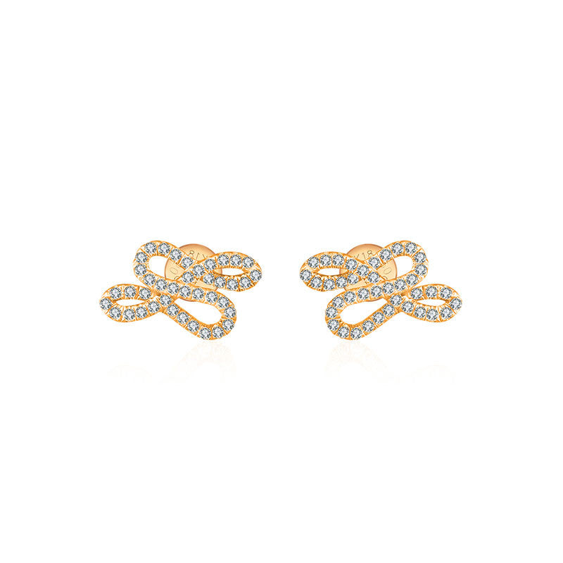 18k Gold Quadruple Curves Diamond Earring - Genevieve Collection