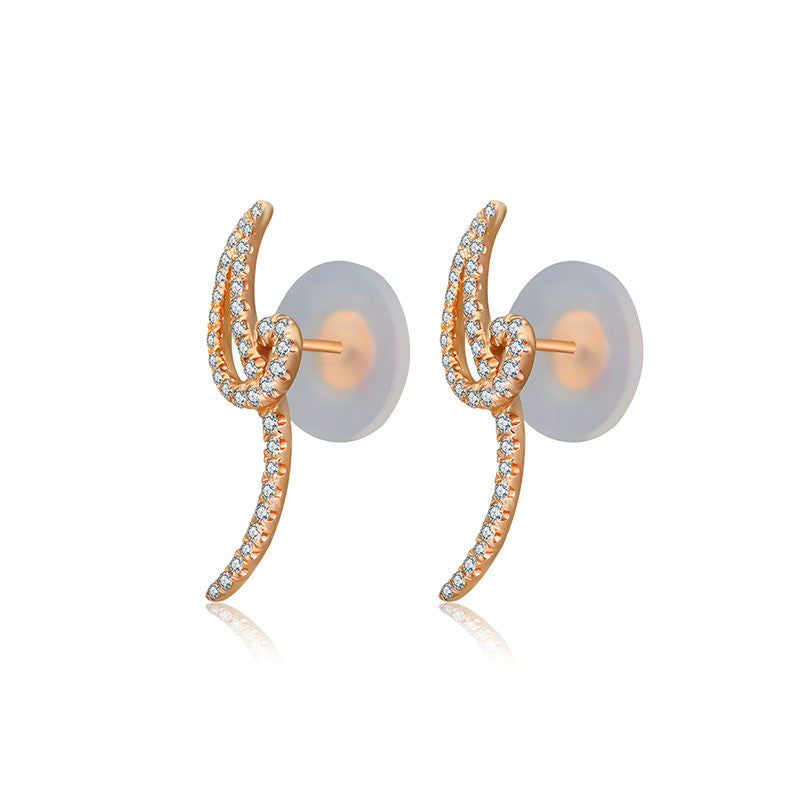 18k Gold Script Letter "I" Diamond Earring - Genevieve Collection