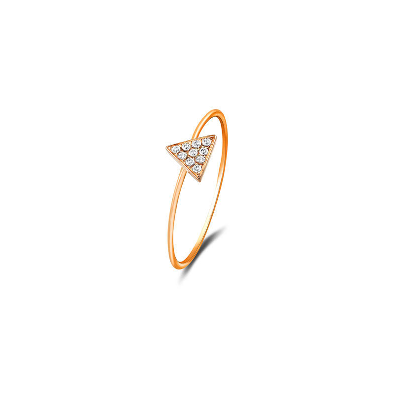 18k Gold Triangle Shape Pave Diamond Ring - Genevieve Collection