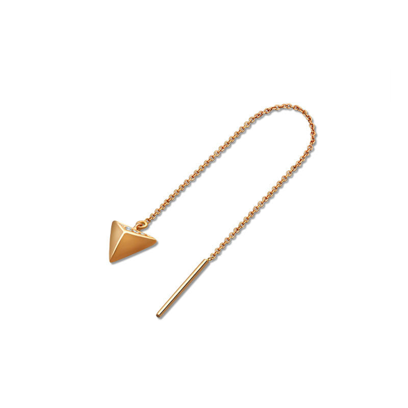 18k Gold Triangle Shape Chain Diamond Earring - Genevieve Collection