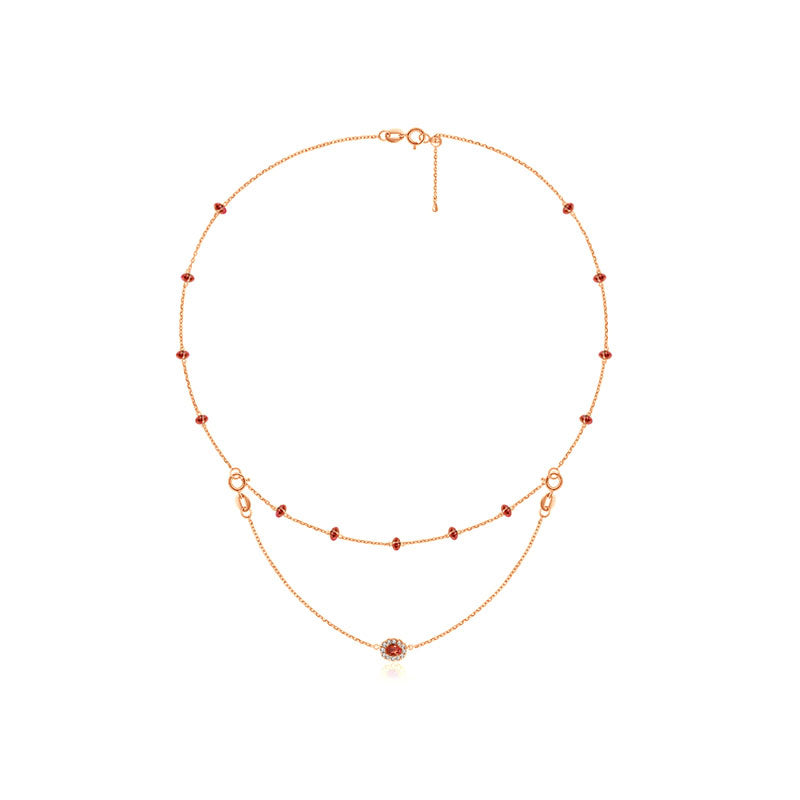18k Gold 2 Ways By The Yard Ruby Bead Necklace - Genevieve Collection