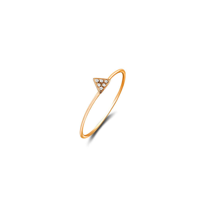18k Gold Small Triangle Shape Pave Diamond Ring - Genevieve Collection