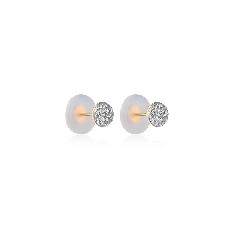 18k Gold Round Shape Diamond Earring - Genevieve Collection
