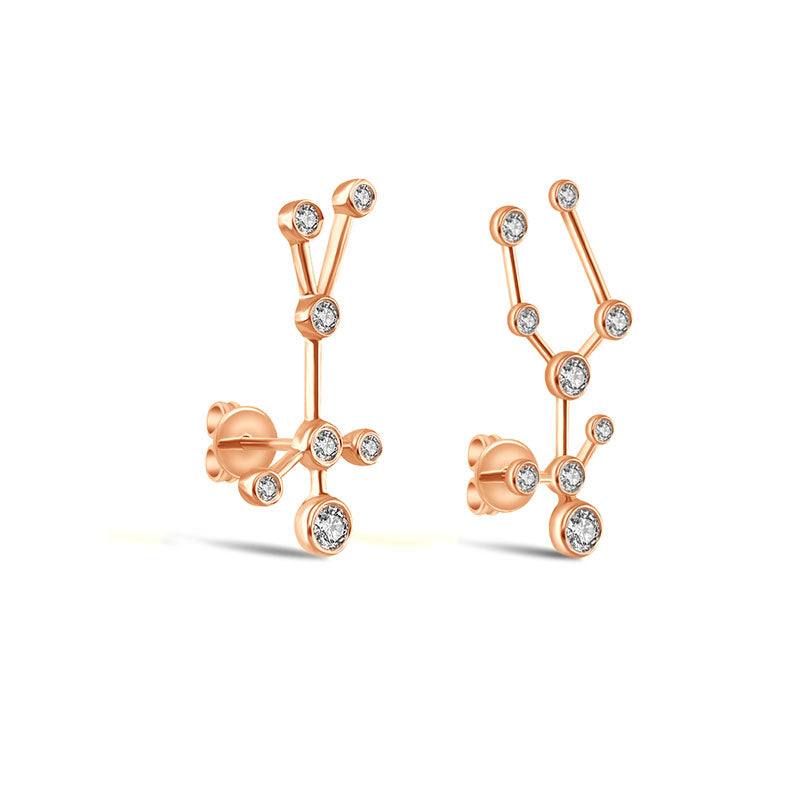 Gemini Zodiac Constellation Earring 18k Gold & Diamond - Genevieve Collection