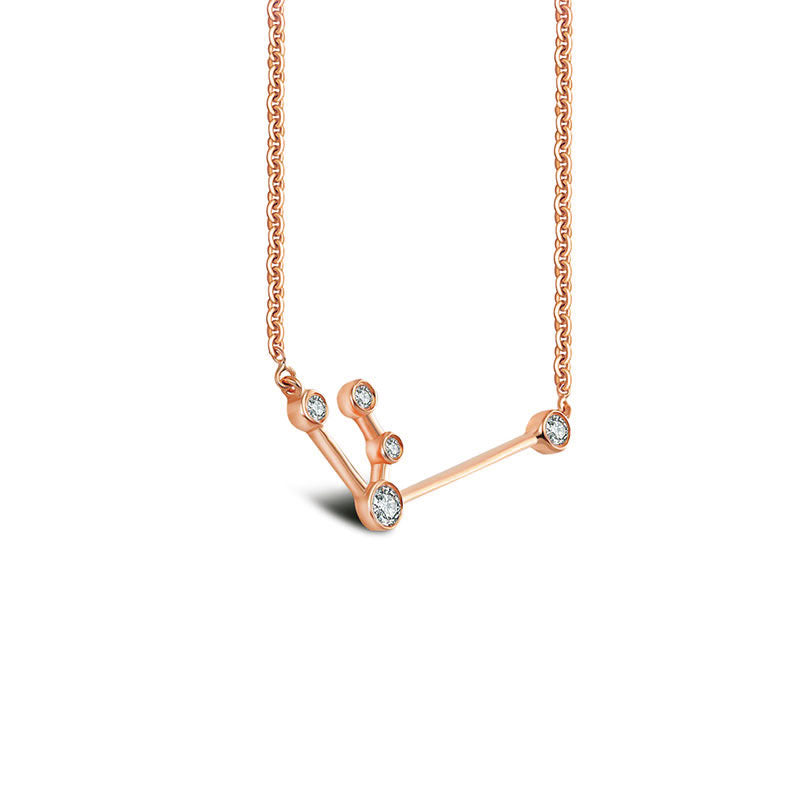Aquarius Zodiac Constellation Necklace 18k Gold & Diamond - Genevieve Collection