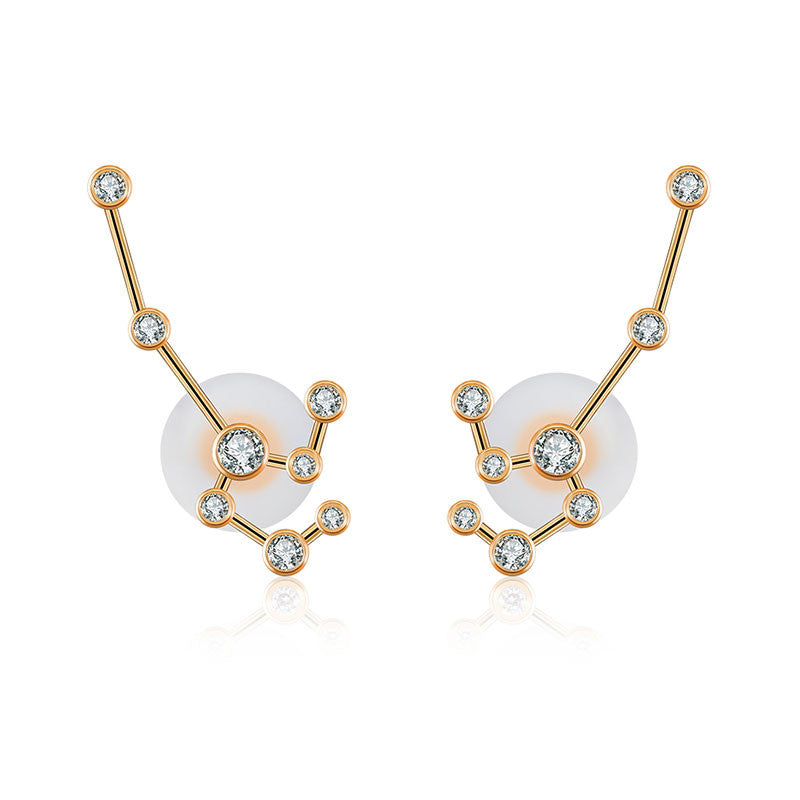 Leo Zodiac Constellation Earring 18k Gold & Diamond - Genevieve Collection