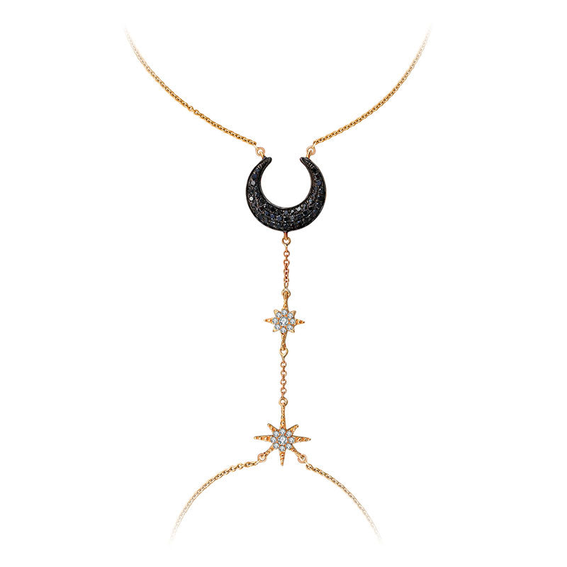 18k Gold Star and Moon Shape 2 Way Diamond Bracelet - Genevieve Collection