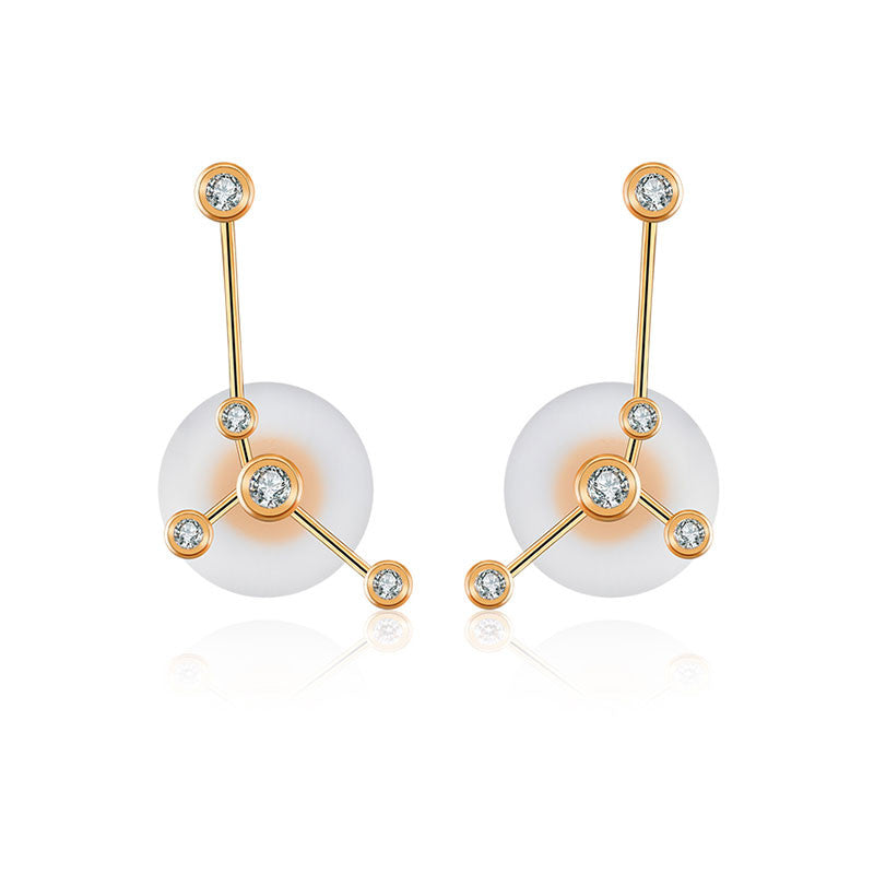 Cancer Zodiac Constellation Earring 18k Gold & Diamond - Genevieve Collection
