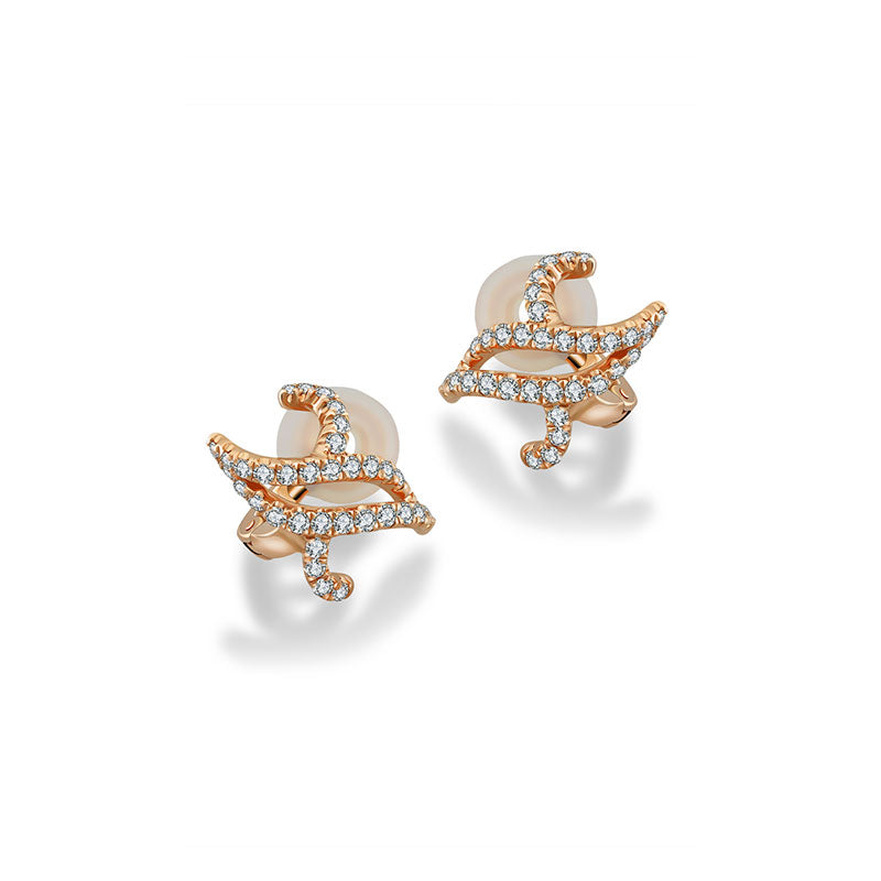 18k Gold Twisted Curve Diamond Ear Cuff - Genevieve Collection