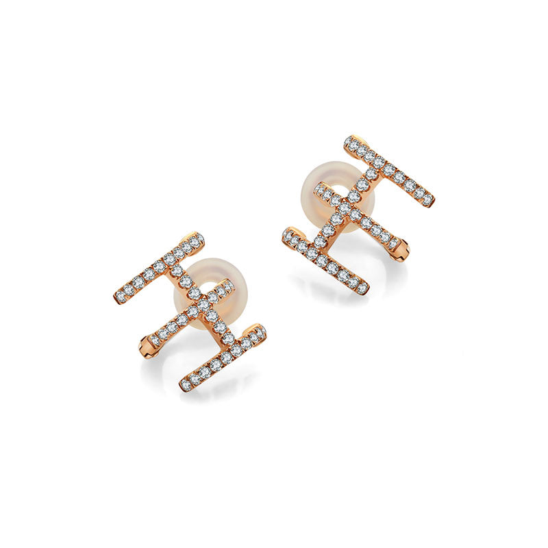 18k Gold Triple Line Diamond Ear Cuff - Genevieve Collection