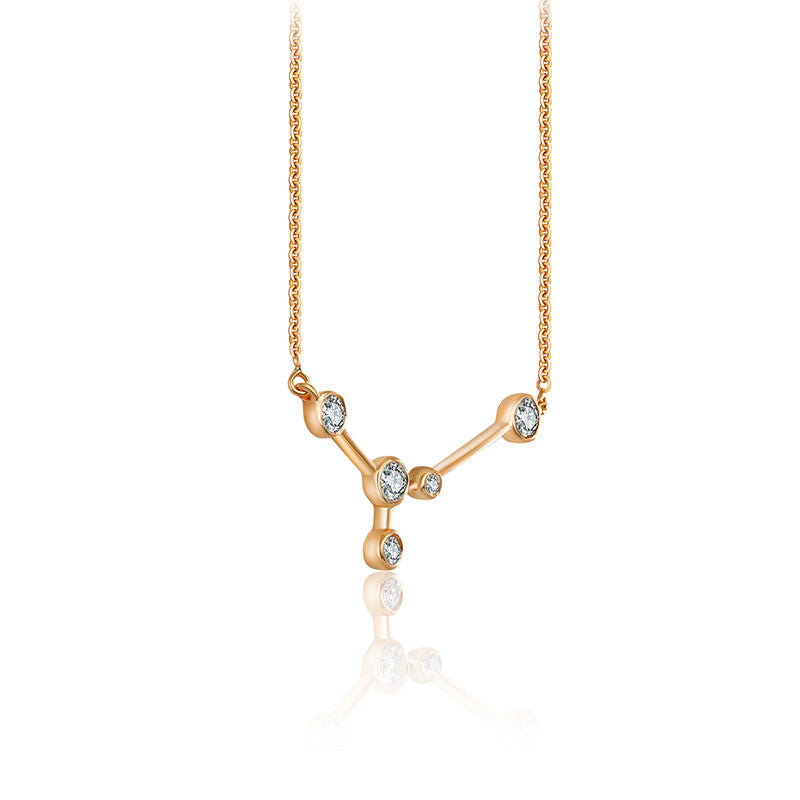 Cancer Zodiac Constellation Necklace 18k Gold & Diamond - Genevieve Collection
