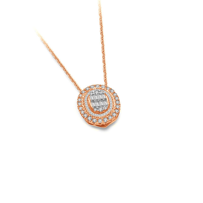 18k Gold 2 ways Round Diamond Necklace - Genevieve Collection