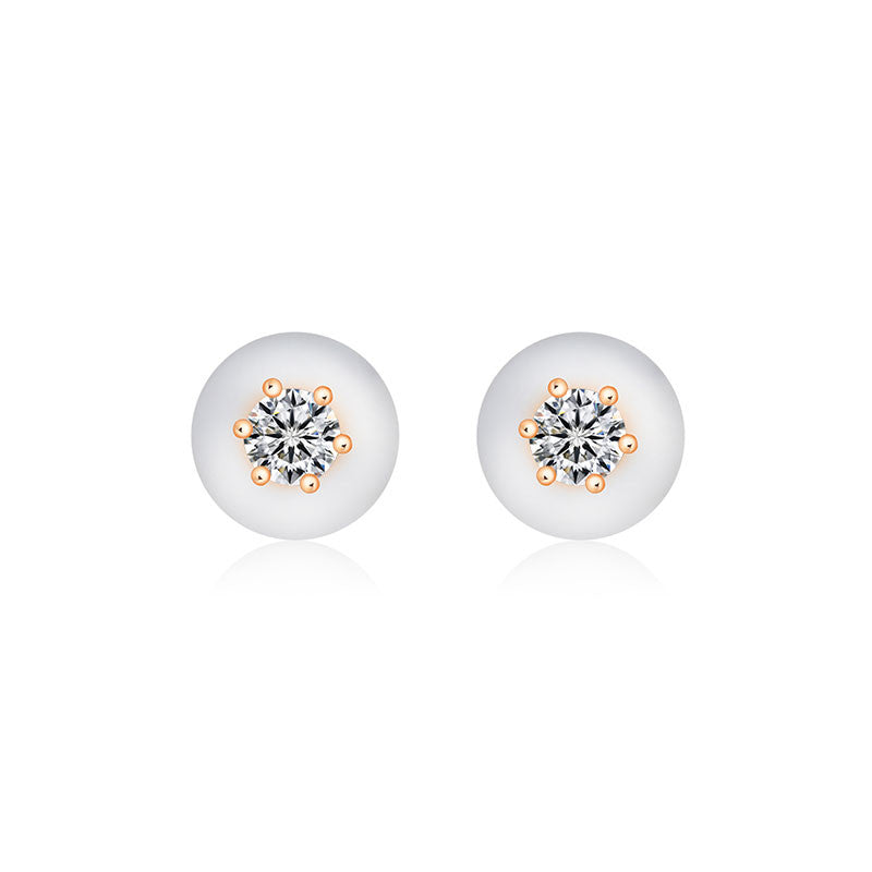 18k Gold Single Diamond Stud Earring With Six Claw Setting - Genevieve Collection