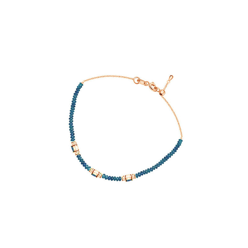 18k Gold Triple Sapphire Diamond Bracelet with Beaded Sapphire - Genevieve Collection