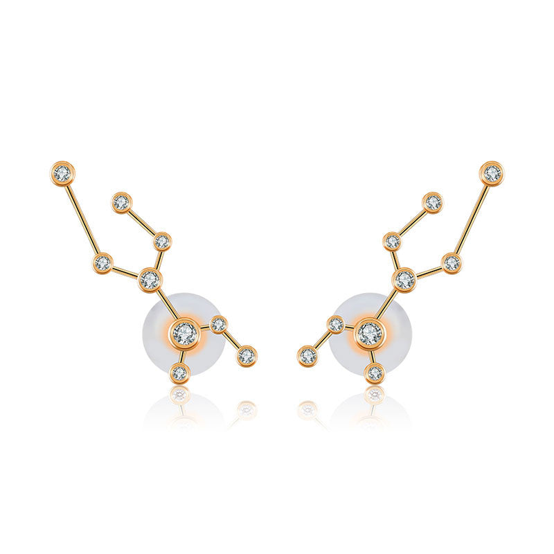 Virgo Zodiac Constellation Earring 18k Gold & Diamond - Genevieve Collection