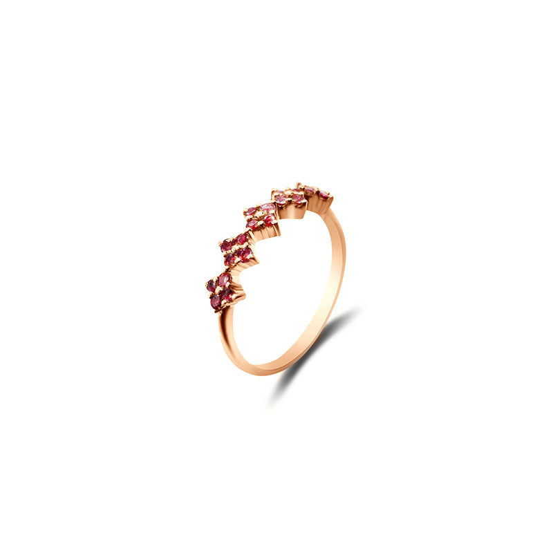 18k Gold Square Pattern Ruby Ring - Genevieve Collection