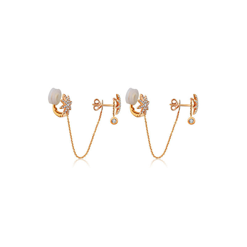 18k Gold Star Shape Diamond Ear Cuff & Earring - Genevieve Collection