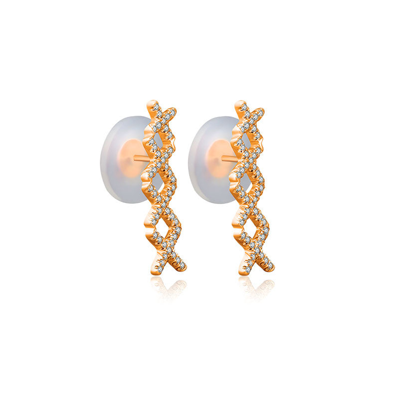 18k Gold Quadruple Cross Diamond Earring - Genevieve Collection