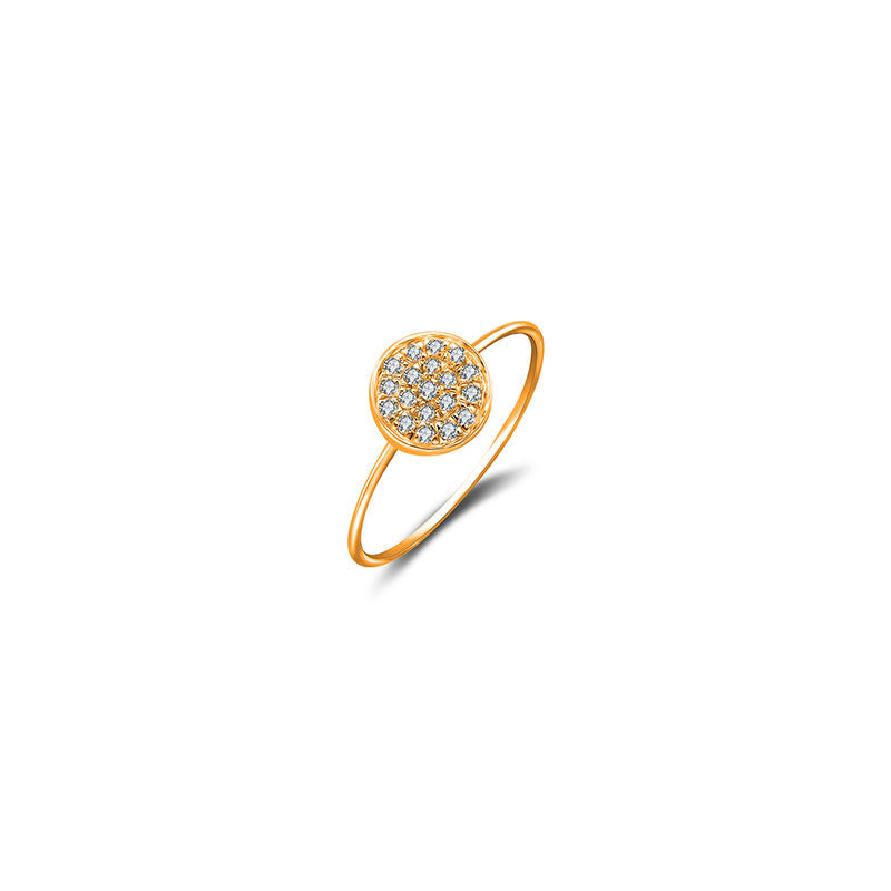 18k Gold Round Shape Pave Diamond Ring - Genevieve Collection