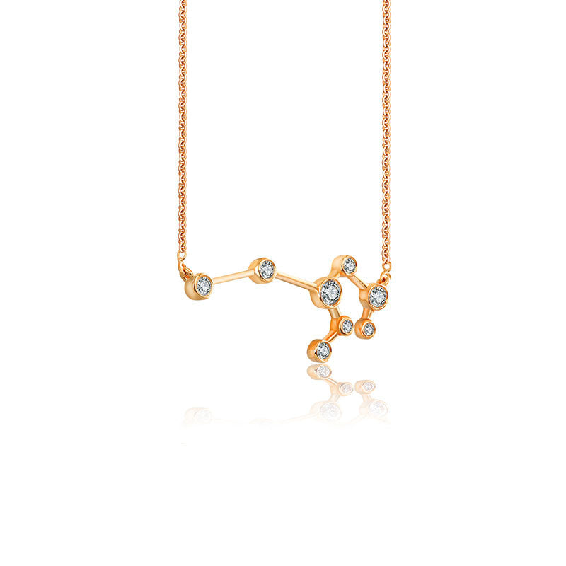 Leo Zodiac Constellation Necklace 18k Gold & Diamond - Genevieve Collection