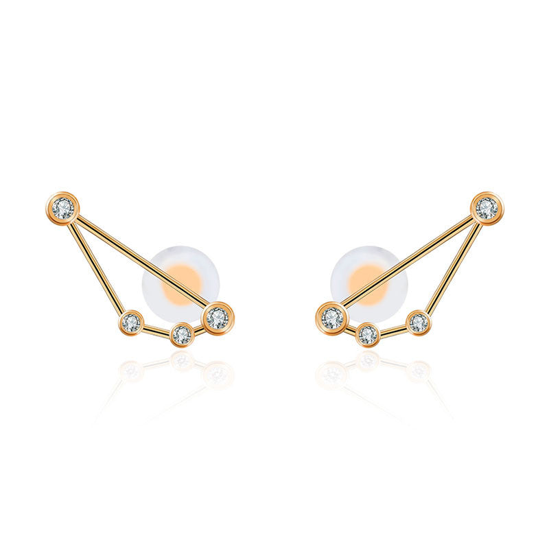 Capricorn Zodiac Constellation Earring 18k Gold & Diamond - Genevieve Collection