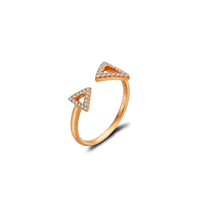 18k Gold Double Arrow Diamond Ring - Genevieve Collection