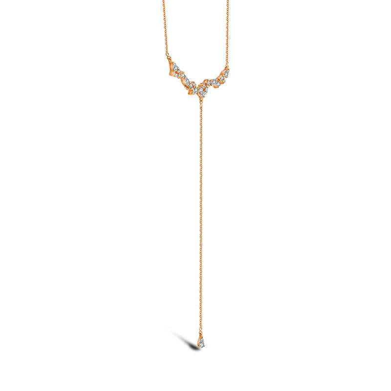 18k Gold irregular Shape Dangling Diamond Necklace - Genevieve Collection