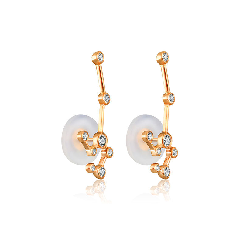 Leo Zodiac Constellation Earring 18k Gold & Diamond - Genevieve Collection