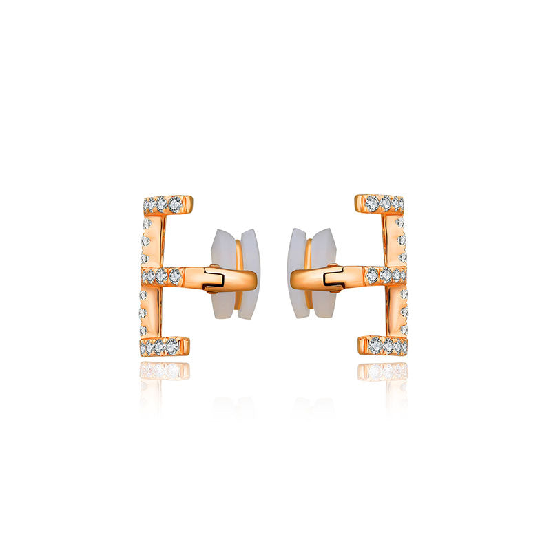 18k Gold Triple Line Diamond Ear Cuff - Genevieve Collection