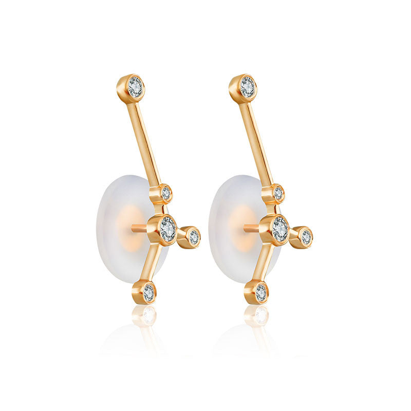 Cancer Zodiac Constellation Earring 18k Gold & Diamond - Genevieve Collection