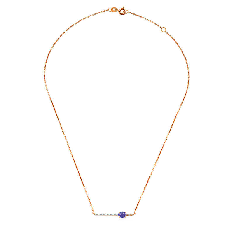 18k Gold Line Diamond Necklace with Sapphire - Genevieve Collection