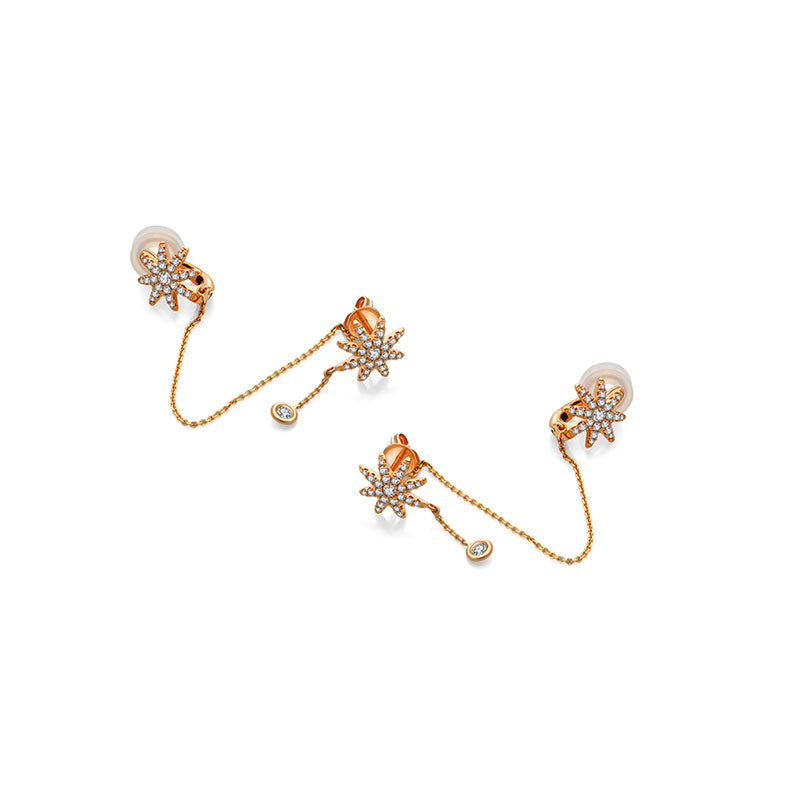 18k Gold Star Shape Diamond Ear Cuff & Earring - Genevieve Collection