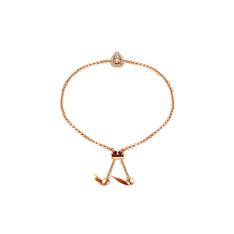18k Gold Halo Pear-Shaped Adjustable Diamond Bracelet - Genevieve Collection
