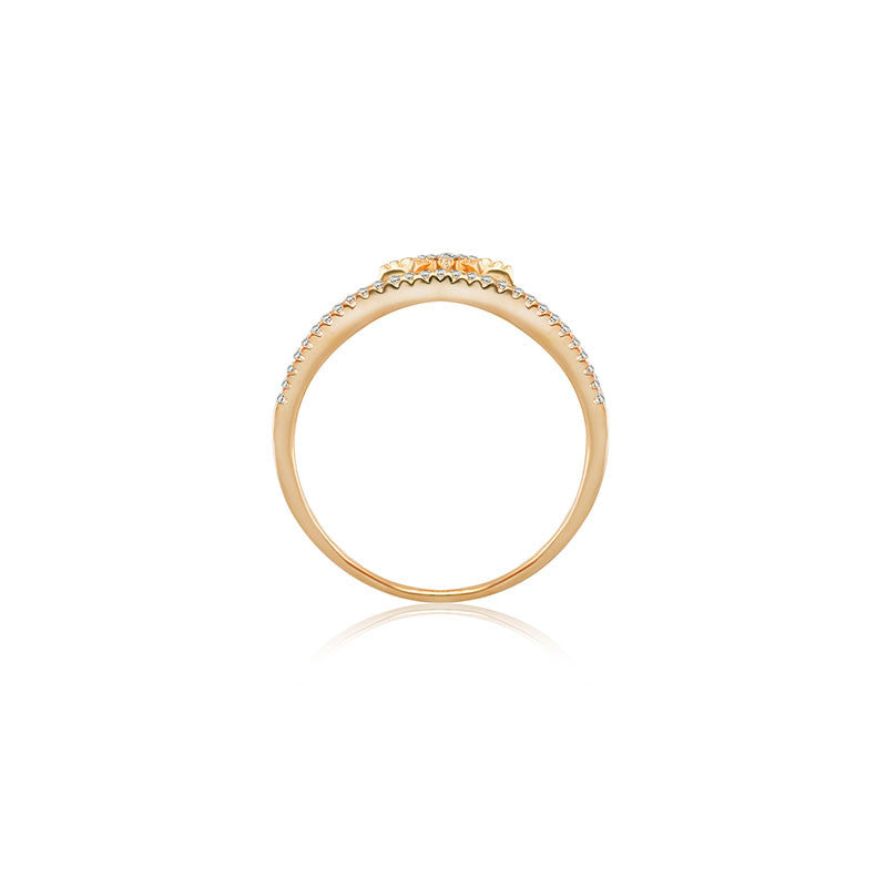 18k Gold Triple line Star Diamond Ring - Genevieve Collection