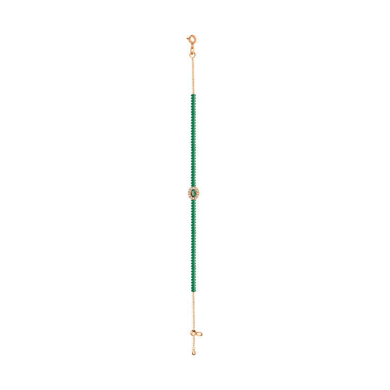 18k Gold Emerald Beaded Diamond Bracelet - Genevieve Collection