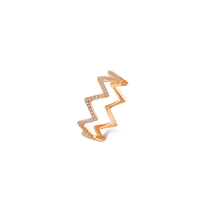 18k Gold Zigzag Diamond Ring - Genevieve Collection