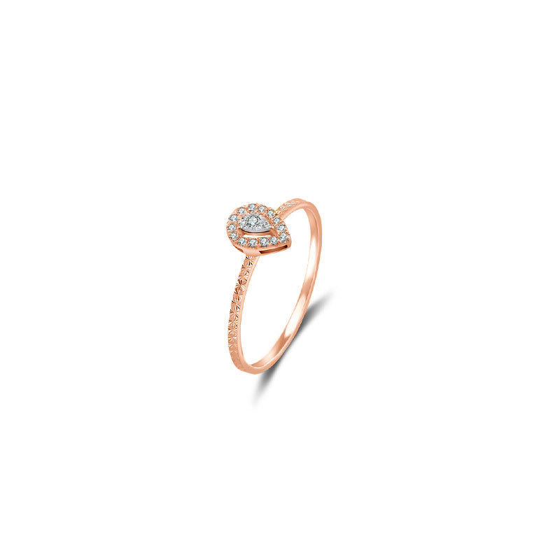 18k Gold Drop Shape Diamond Ring - Genevieve Collection