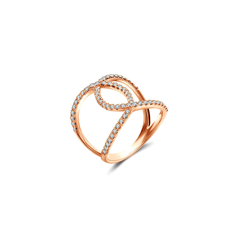 18k Gold Connected Curve Diamond Ring - Genevieve Collection