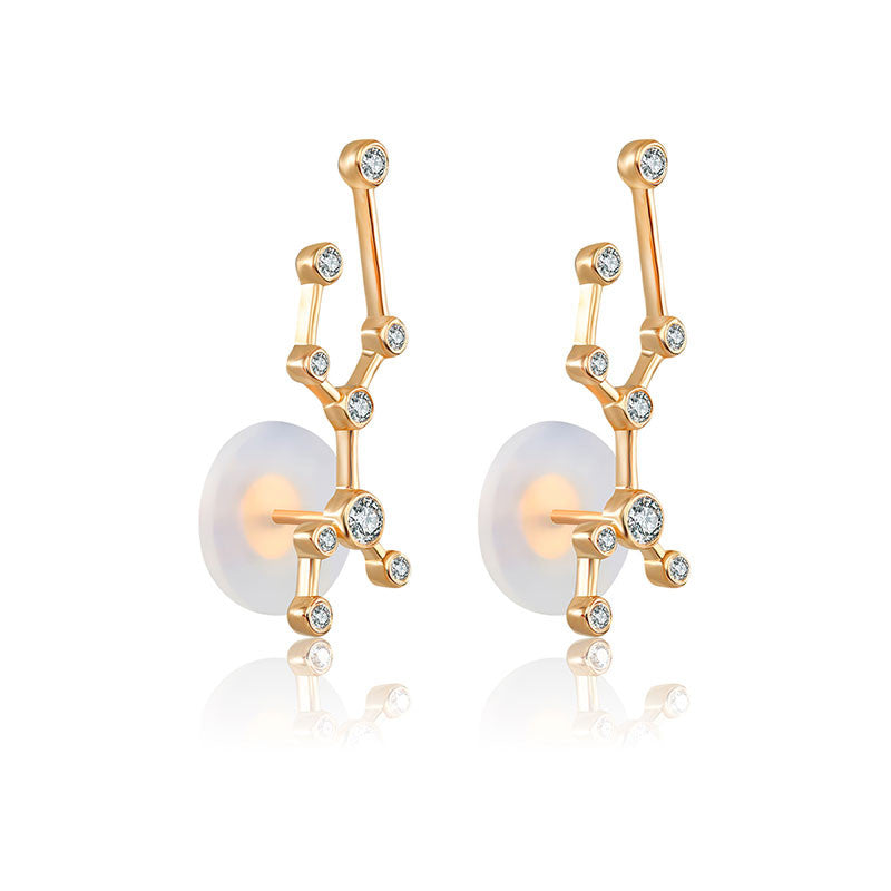 Virgo Zodiac Constellation Earring 18k Gold & Diamond - Genevieve Collection
