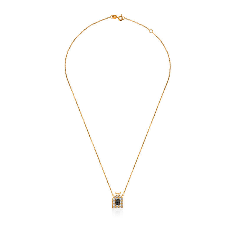 18k Gold Perfume Bottle Shape Diamond Necklace - Genevieve Collection