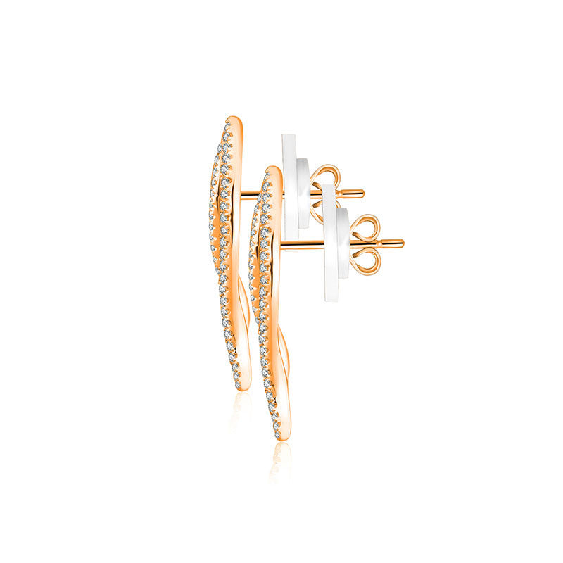 18k Gold Angel Wing Diamond Earring - Genevieve Collection
