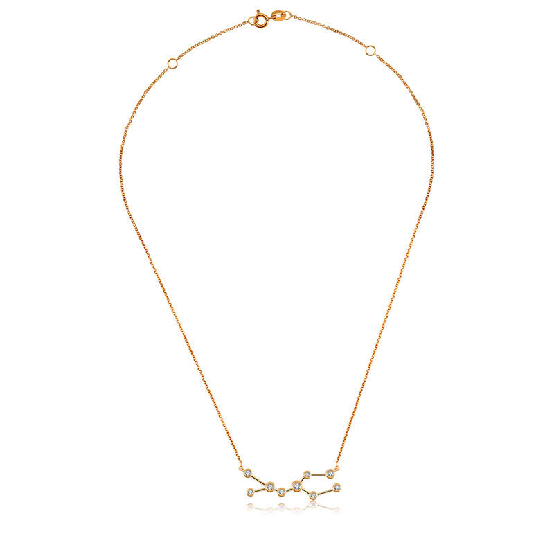Gemini Zodiac Constellation Necklace 18k Gold & Diamond - Genevieve Collection