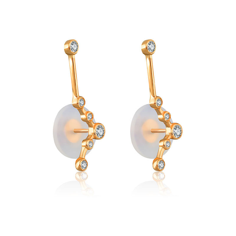 Pisces Zodiac Constellation Earring 18k Gold & Diamond - Genevieve Collection