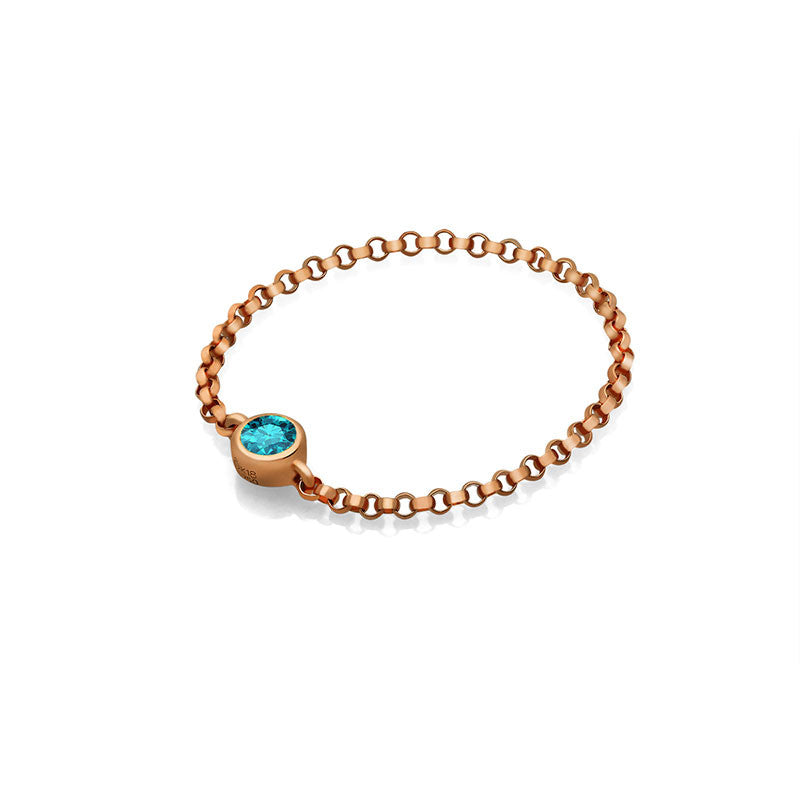 18k Gold December Birthstone Topaz Chain Ring - Genevieve Collection