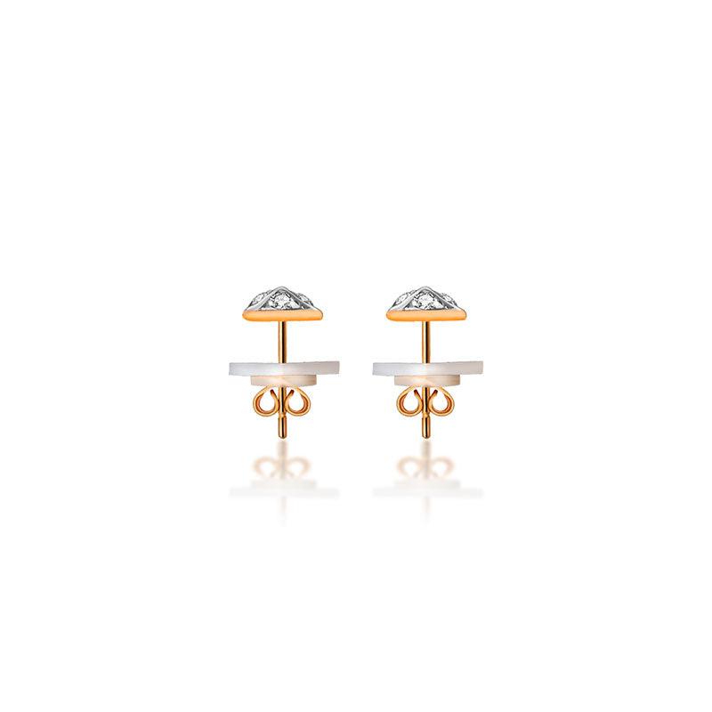 18k Gold Rhombus Shape Diamond Earring - Genevieve Collection
