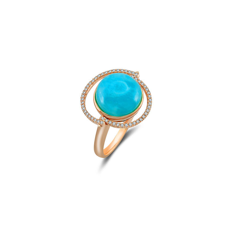 18k Gold Amazoniet Diamond Ring - Genevieve Collection
