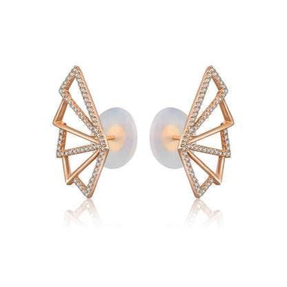 18k Gold Fan Shape Diamond Earring - Genevieve Collection