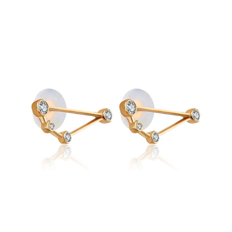 Capricorn Zodiac Constellation Earring 18k Gold & Diamond - Genevieve Collection