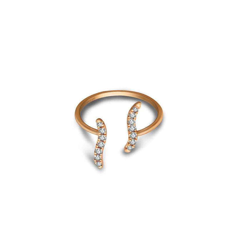 18k Gold Wavy Diamond Midi / Pinky Ring - Genevieve Collection
