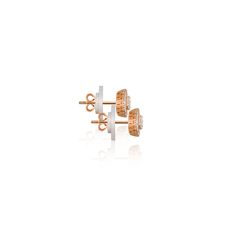 18k Gold Round Shape Diamond Earring - Genevieve Collection